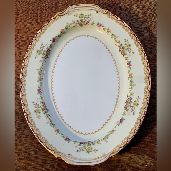 Vintage Discontinued Noritake DIMITY Gold Trim Lug Handled Oval Serving Plate - Picture 3 of 16